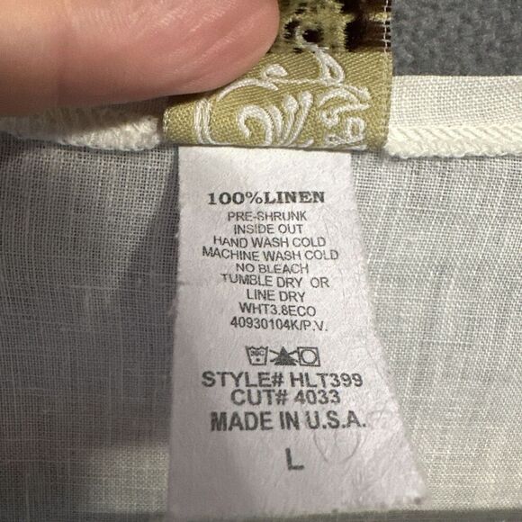 Match Point Linen Button Up Tunic Top Size L White Beachy Coastal Lagenlook USA - Picture 5 of 8